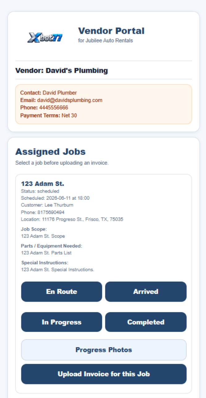 Xbot77 Subcontractor Portal