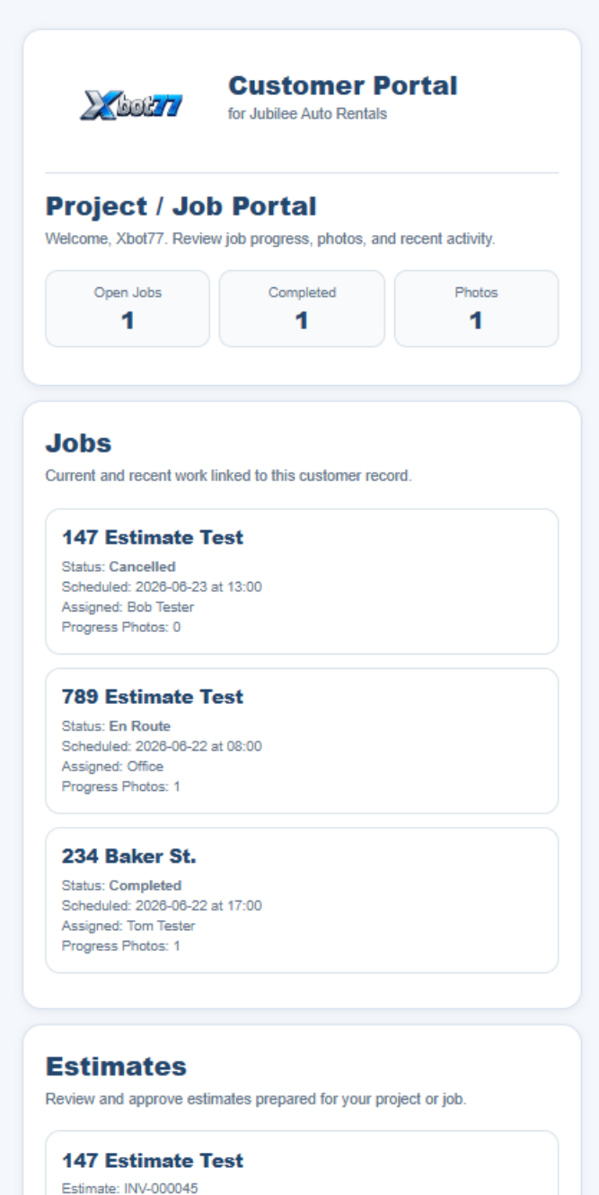 Xbot77 Customer Portal